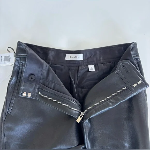 NWT Babaton Black Vegan Leather Agency 3" Mini Short, Size 0 - Picture 4 of 10